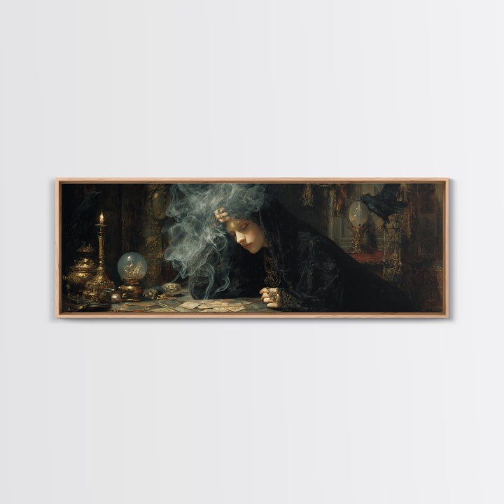 The Midnight Fortune Teller, Ornate Symbolist Art, Extra Wide Wall Art, Gothic Horror Wall Art, Canvas Print, Halloween Wall Art