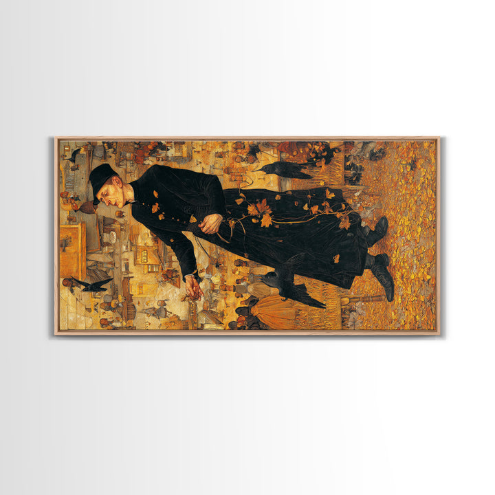The Sinister Undertaker, Northern Renaissance Horror, Wide Panoramic Art, Macabre Wall Art, Canvas Print, Halloween Wall Art