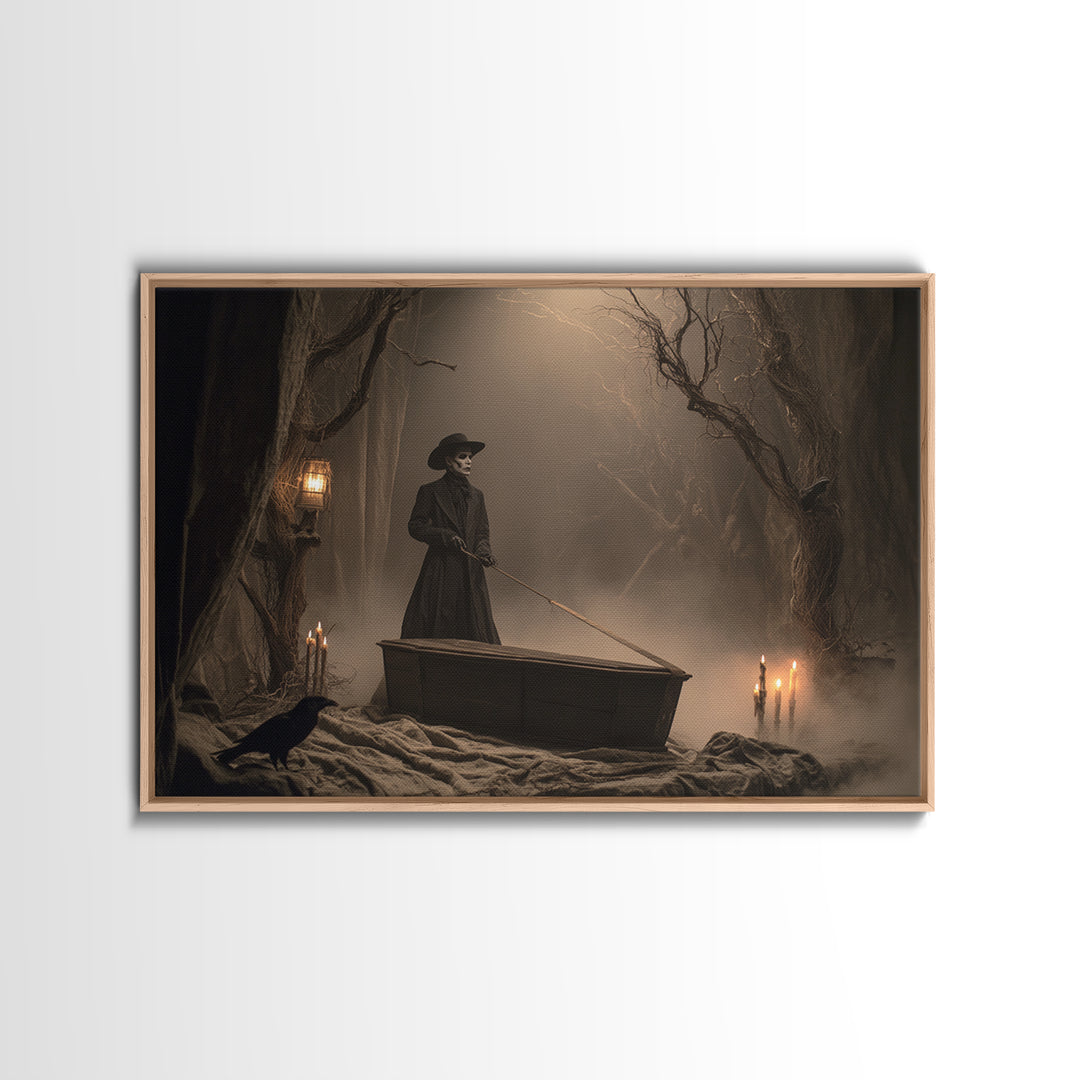 The Sinister Undertaker, Baroque Witchcraft Art, Landscape Wall Art, Macabre Wall Art, Canvas Print, Halloween Wall Art