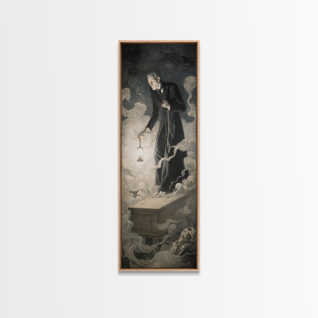 The Sinister Undertaker, Gothic Nightmare Art, Tall Narrow Wall Art, Gothic Horror Wall Art, Canvas Print, Halloween Wall Art