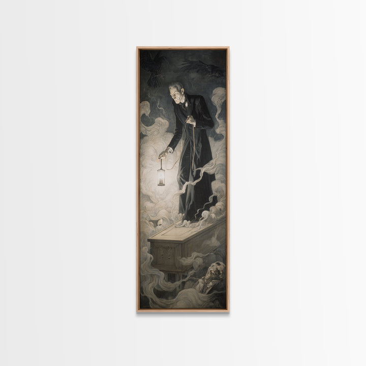 The Sinister Undertaker, Gothic Nightmare Art, Tall Narrow Wall Art, Gothic Horror Wall Art, Canvas Print, Halloween Wall Art