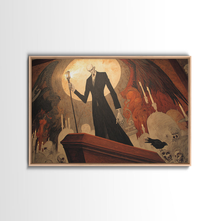 The Sinister Undertaker, Visionary Gothic Art, Landscape Wall Art, Macabre Wall Art, Canvas Print, Halloween Wall Art