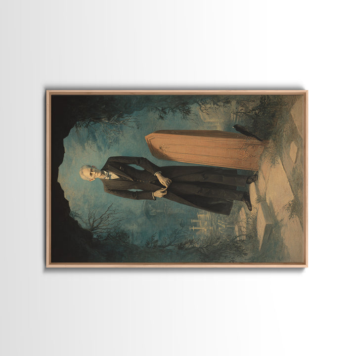 The Sinister Undertaker, Romantic Gothic Landscape, Landscape Wall Art, Macabre Wall Art, Framed Canvas Print, Halloween Wall Art