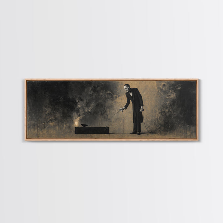 The Sinister Undertaker, Symbolist Dream Art, Extra Wide Wall Art, Macabre Wall Art, Canvas Print, Halloween Wall Art
