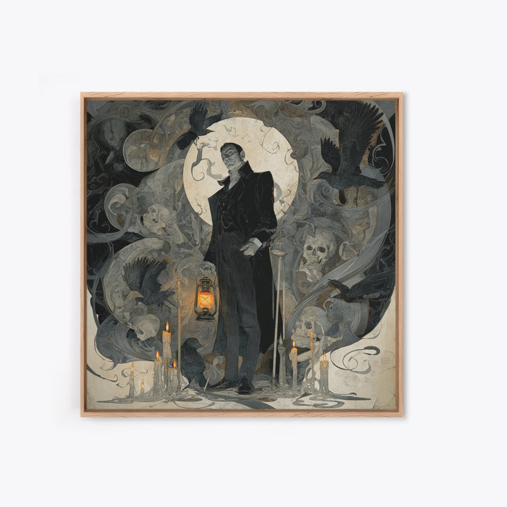 The Sinister Undertaker, Decadent Gothic Art, Square Wall Art, Dark Fantasy Wall Art, Canvas Print, Halloween Wall Art