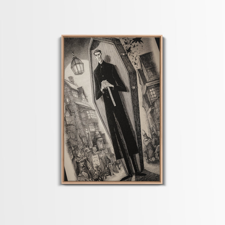 The Sinister Undertaker, Victorian Macabre Art, Vertical Wall Art, Macabre Wall Art, Canvas Print, Halloween Wall Art, Gothic Home Decor