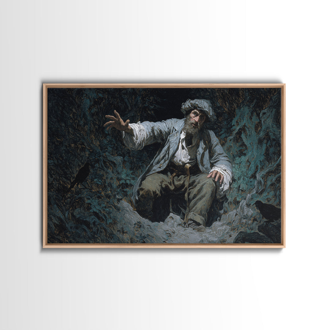 The Lantern Gravedigger, Baroque Witchcraft Art, Landscape Wall Art, Dark Halloween Decor, Canvas Print, Halloween Wall Art
