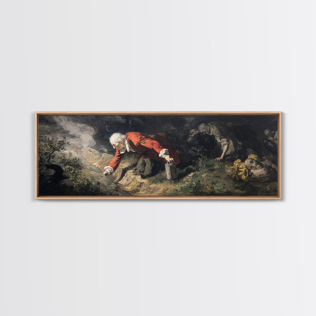 The Lantern Gravedigger, Gothic Nightmare Art, Extra Wide Wall Art, Dark Fantasy Wall Art, Canvas Print, Halloween Wall Art