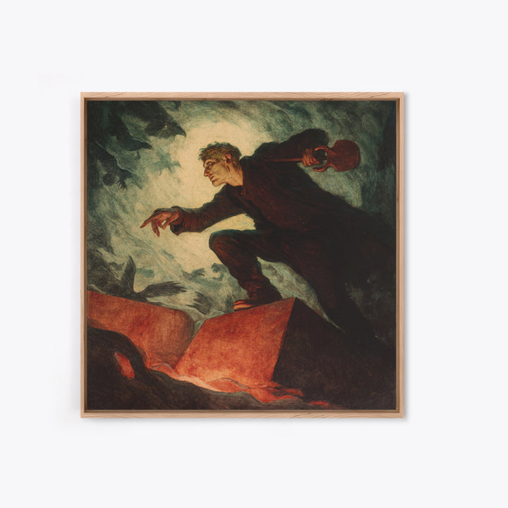 The Lantern Gravedigger, Dark Symbolist Art, Square Wall Art, Dark Halloween Decor, Canvas Print, Halloween Wall Art