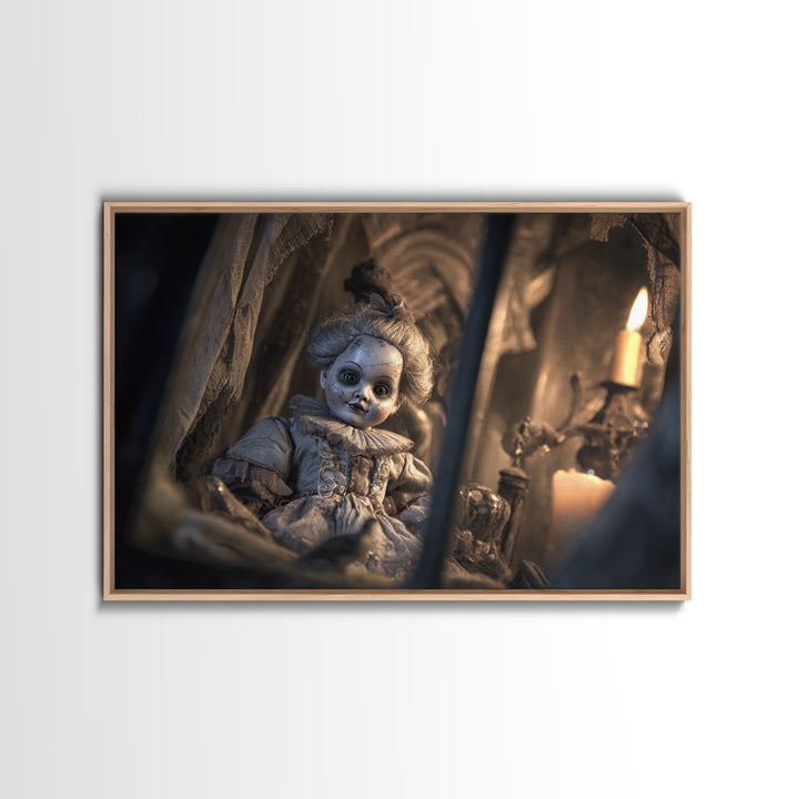 The Haunted Porcelain Doll, Renaissance Engraving Art, Landscape Wall Art, Gothic Horror Wall Art, Canvas Print, Halloween Wall Art