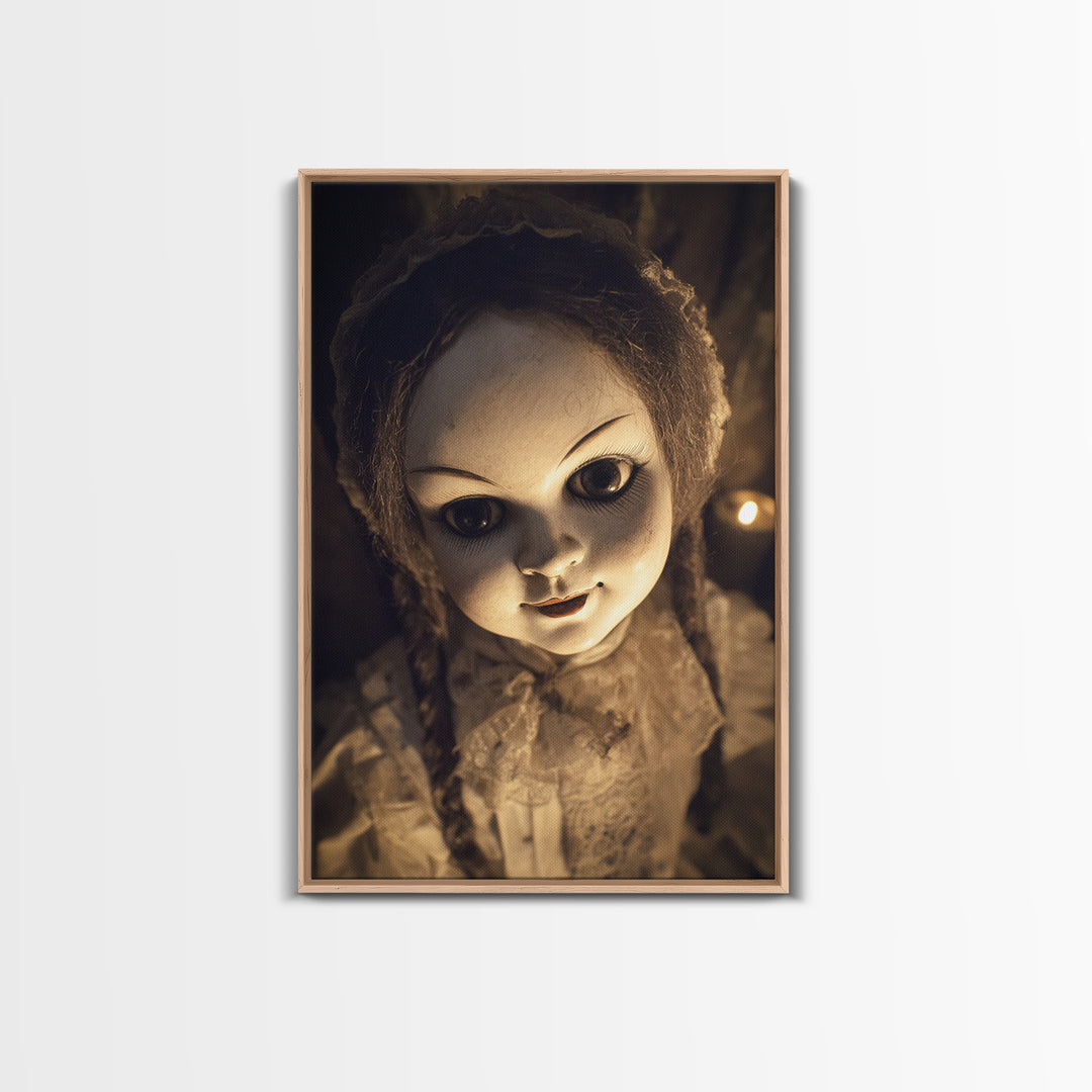 The Haunted Porcelain Doll, Victorian Macabre Art, Vertical Wall Art, Dark Halloween Decor, Canvas Print, Halloween Wall Art