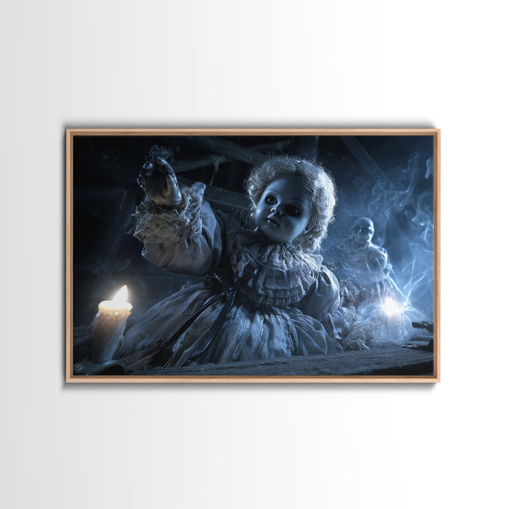 The Haunted Porcelain Doll, Biomechanical Horror Art, Landscape Wall Art, Macabre Wall Art, Canvas Print, Halloween Wall Art