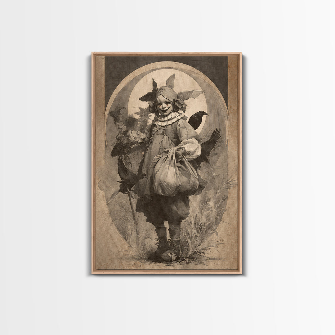 The Masked Candy Collector, Decadent Gothic Art, Vertical Wall Art, Dark Fantasy Wall Art, Framed Canvas Print, Halloween Wall Art