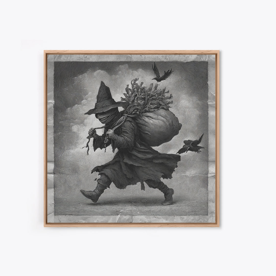 The Masked Candy Collector, Expressionist Nightmare Art, Square Wall Art, Gothic Horror Wall Art, Framed Canvas Print, Halloween Wall Art