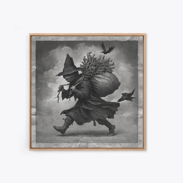 The Masked Candy Collector, Expressionist Nightmare Art, Square Wall Art, Gothic Horror Wall Art, Framed Canvas Print, Halloween Wall Art