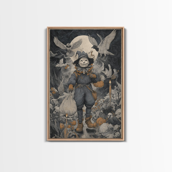 The Masked Candy Collector, Expressionist Gothic Art, Vertical Wall Art, Dark Fantasy Wall Art, Canvas Print, Halloween Wall Art