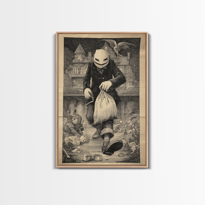 The Masked Candy Collector, Victorian Macabre Art, Vertical Wall Art, Dark Halloween Decor, Canvas Print, Halloween Wall Art