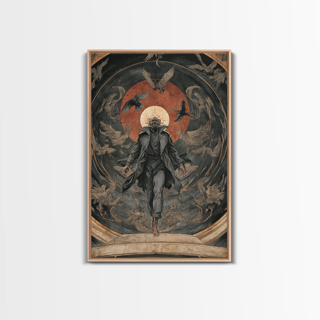 The Shadow Person, Dark Renaissance Art, Vertical Wall Art, Dark Fantasy Wall Art, Framed Canvas Print, Halloween Wall Art