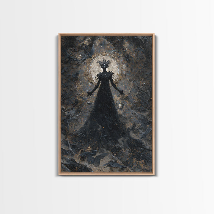 The Shadow Person, Ornate Symbolist Art, Vertical Wall Art, Gothic Horror Wall Art, Framed Canvas Print, Halloween Wall Art