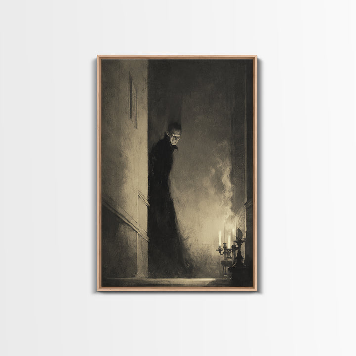 The Shadow Person, Decadent Gothic Art, Vertical Wall Art, Gothic Horror Wall Art, Framed Canvas Print, Halloween Wall Art