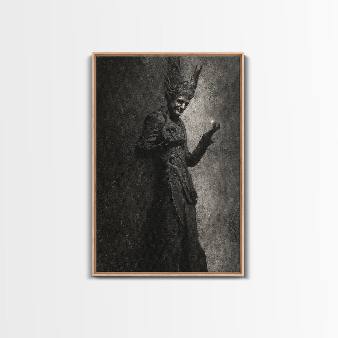 The Shadow Person, Dark Symbolist Art, Vertical Wall Art, Dark Halloween Decor, Canvas Print, Halloween Wall Art