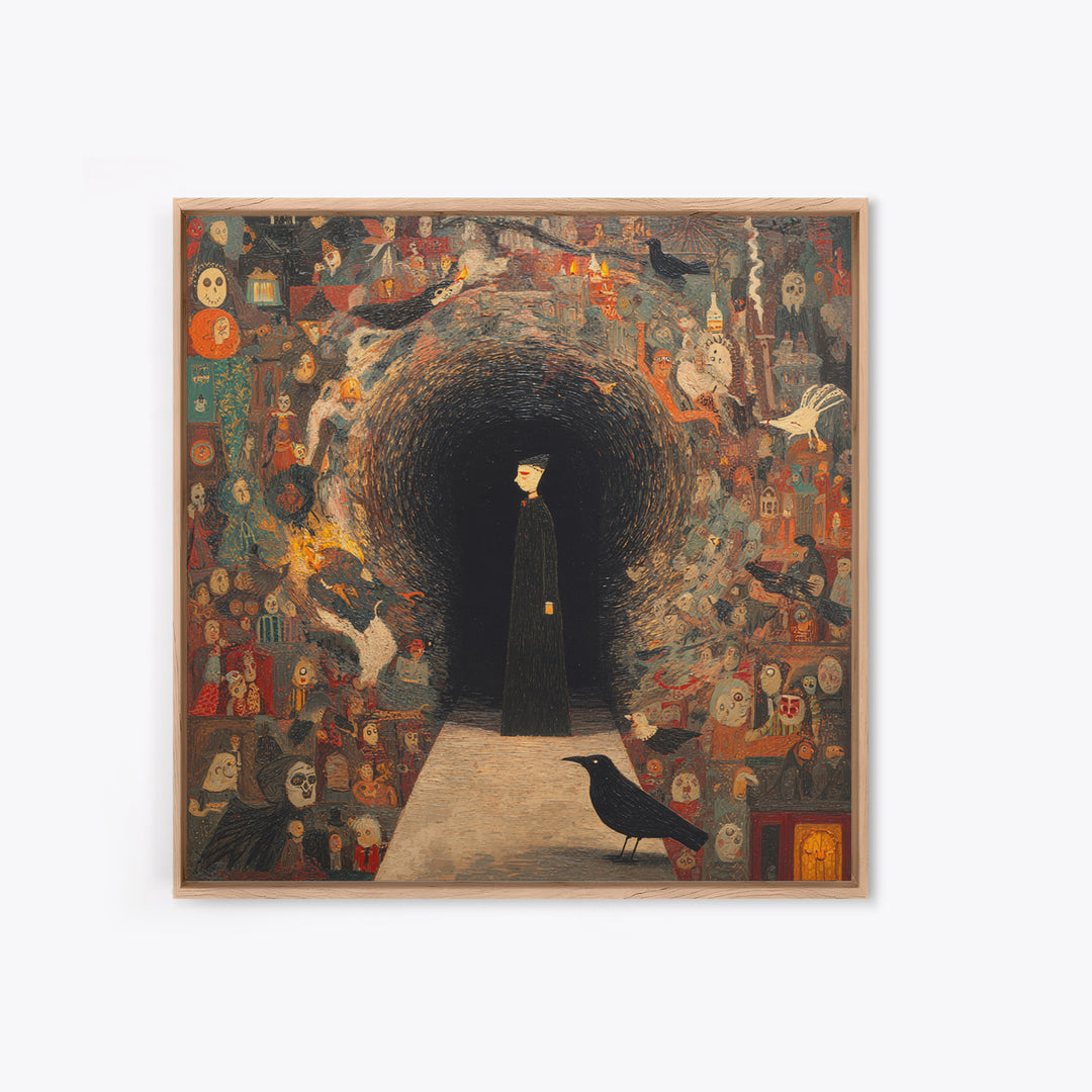 The Shadow Person, Grotesque Carnival Art, Square Wall Art, Dark Halloween Decor, Canvas Print, Halloween Wall Art, Collectible Wall Decor