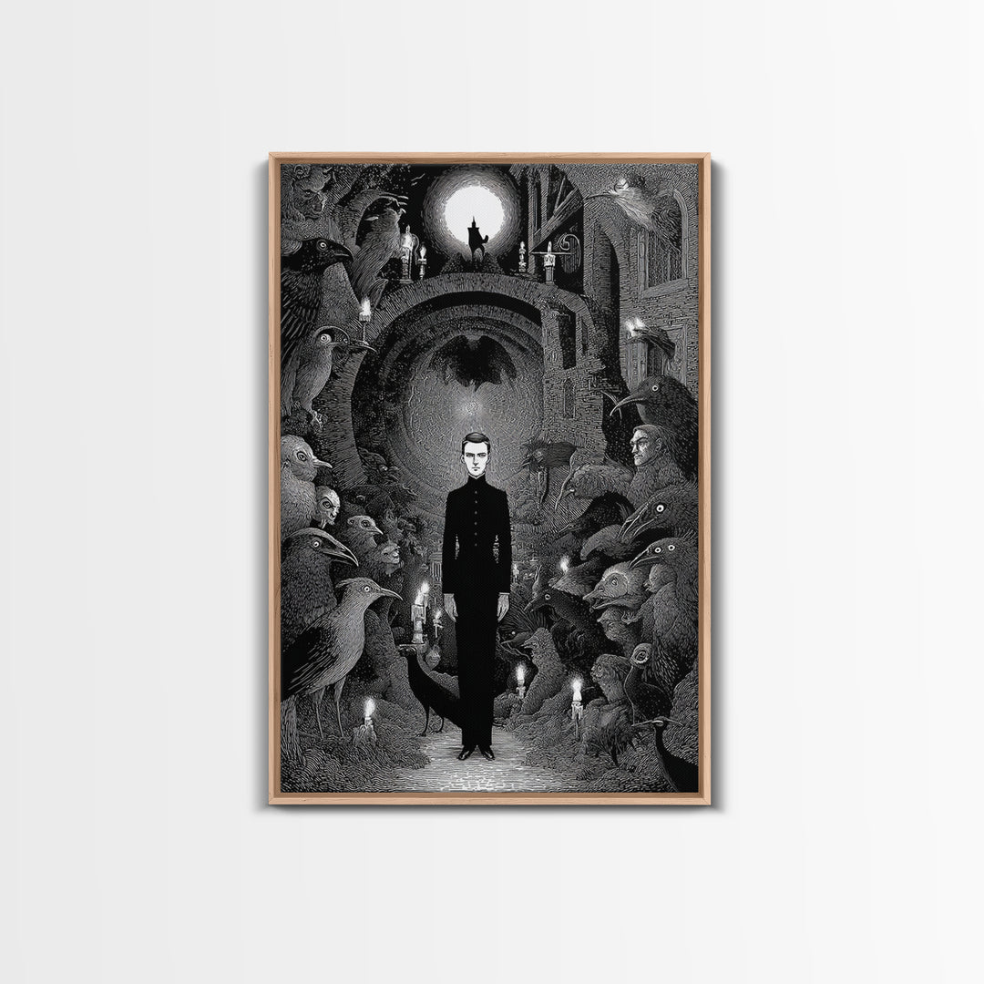 The Shadow Person, Victorian Macabre Art, Vertical Wall Art, Dark Fantasy Wall Art, Canvas Print, Halloween Wall Art