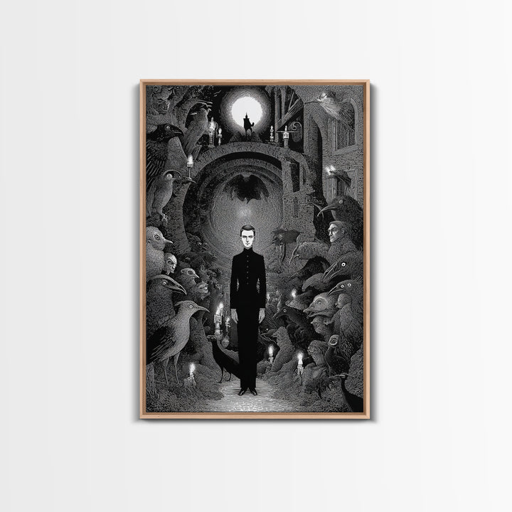 The Shadow Person, Victorian Macabre Art, Vertical Wall Art, Dark Fantasy Wall Art, Canvas Print, Halloween Wall Art