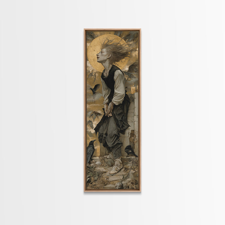The Banshee Singer, Dark Renaissance Art, Tall Narrow Wall Art, Dark Fantasy Wall Art, Canvas Print, Halloween Wall Art