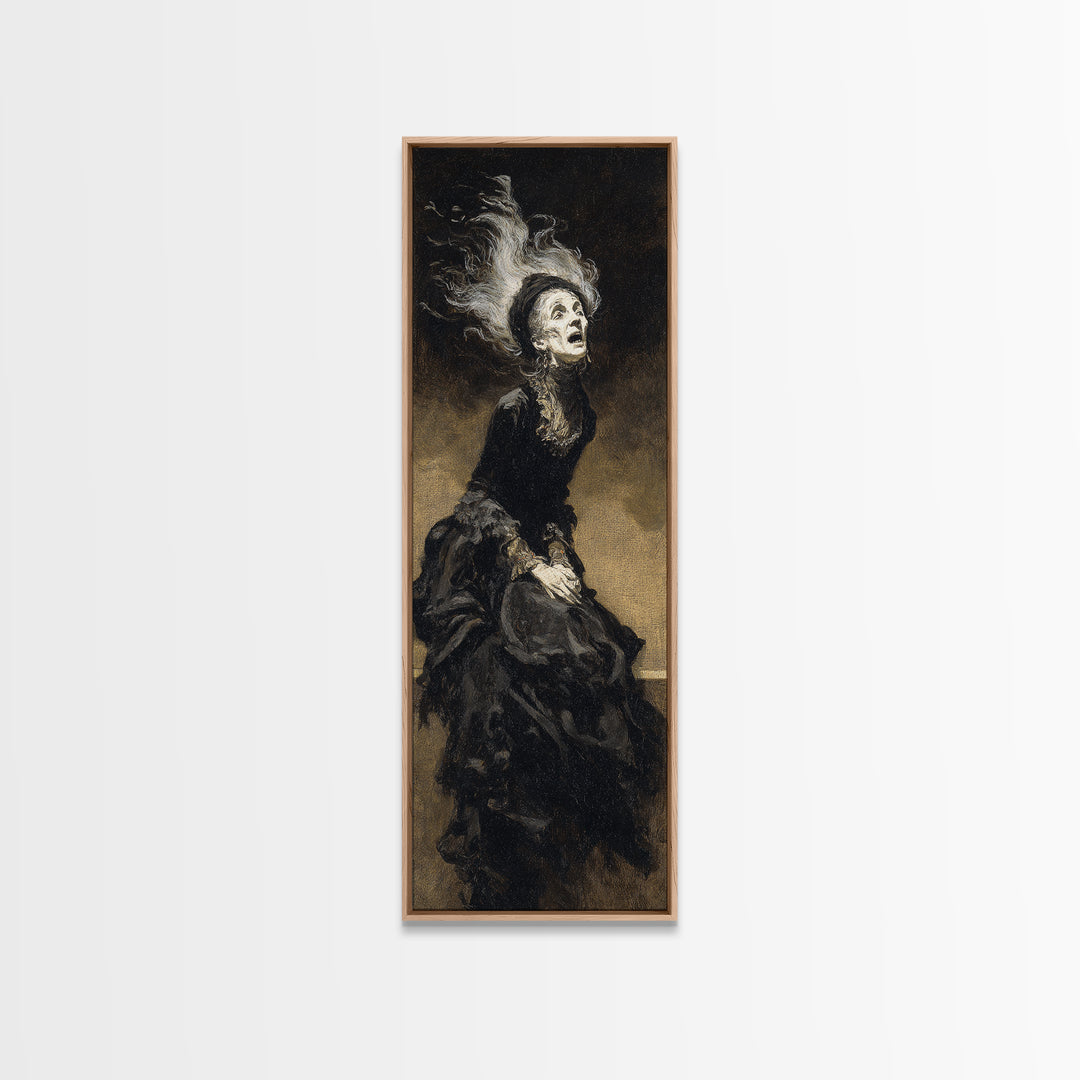 The Banshee Singer, Dark Romantic Horror Art, Tall Narrow Wall Art, Gothic Horror Wall Art, Framed Canvas Print, Halloween Wall Art