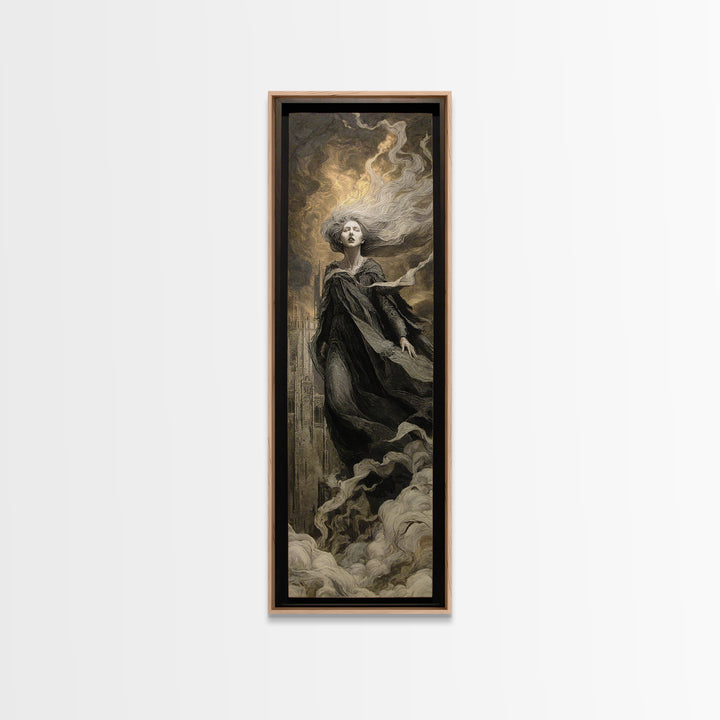 The Banshee Singer, Apocalyptic Romantic Art, Tall Narrow Wall Art, Dark Fantasy Wall Art, Canvas Print, Halloween Wall Art