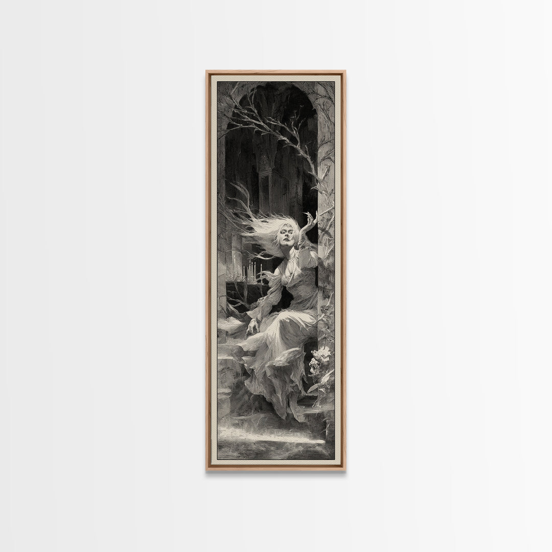 The Banshee Singer, Decadent Gothic Art, Tall Narrow Wall Art, Dark Fantasy Wall Art, Canvas Print, Halloween Wall Art