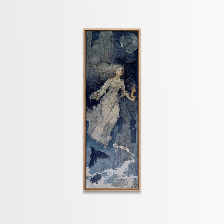 The Banshee Singer, Symbolist Death Art, Tall Narrow Wall Art, Gothic Horror Wall Art, Canvas Print, Halloween Wall Art