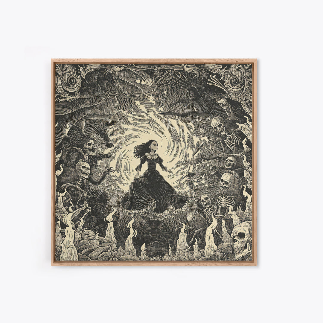 The Banshee Singer, Macabre Folk Print Art, Square Wall Art, Macabre Wall Art, Framed Canvas Print, Halloween Wall Art