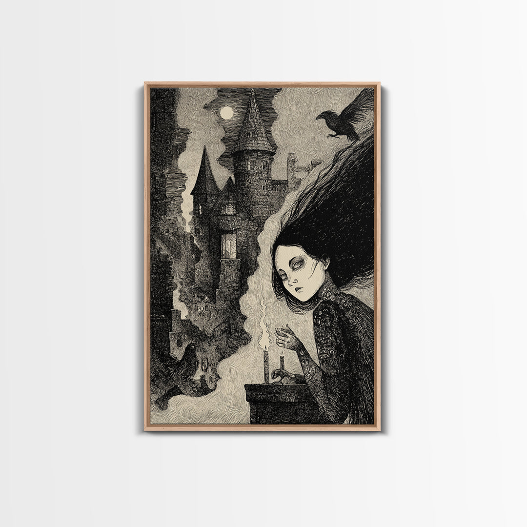 The Banshee Singer, Victorian Macabre Art, Vertical Wall Art, Dark Halloween Decor, Framed Canvas Print, Halloween Wall Art