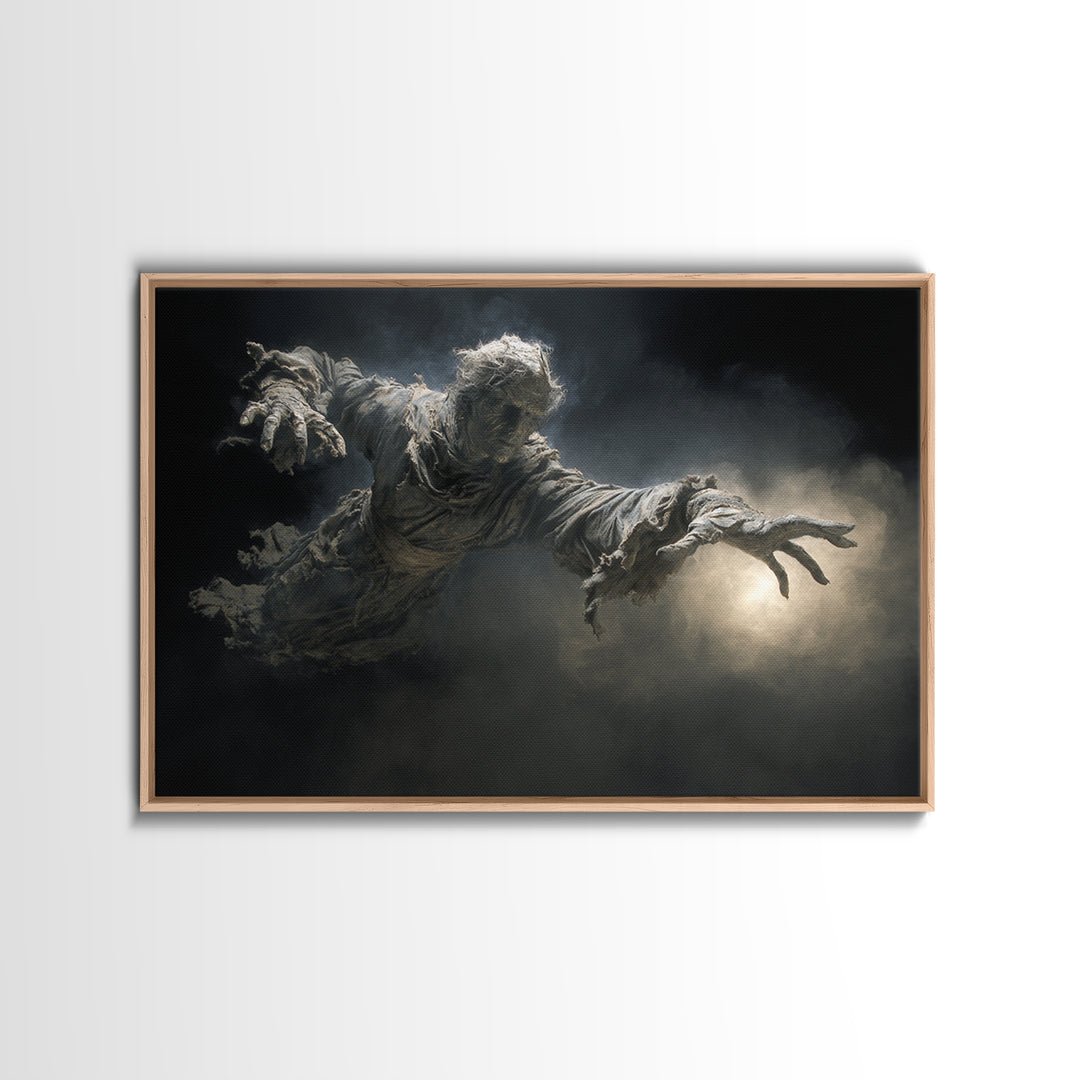 The Tattered Wraith, Visionary Gothic Art, Landscape Wall Art, Dark Halloween Decor, Framed Canvas Print, Halloween Wall Art