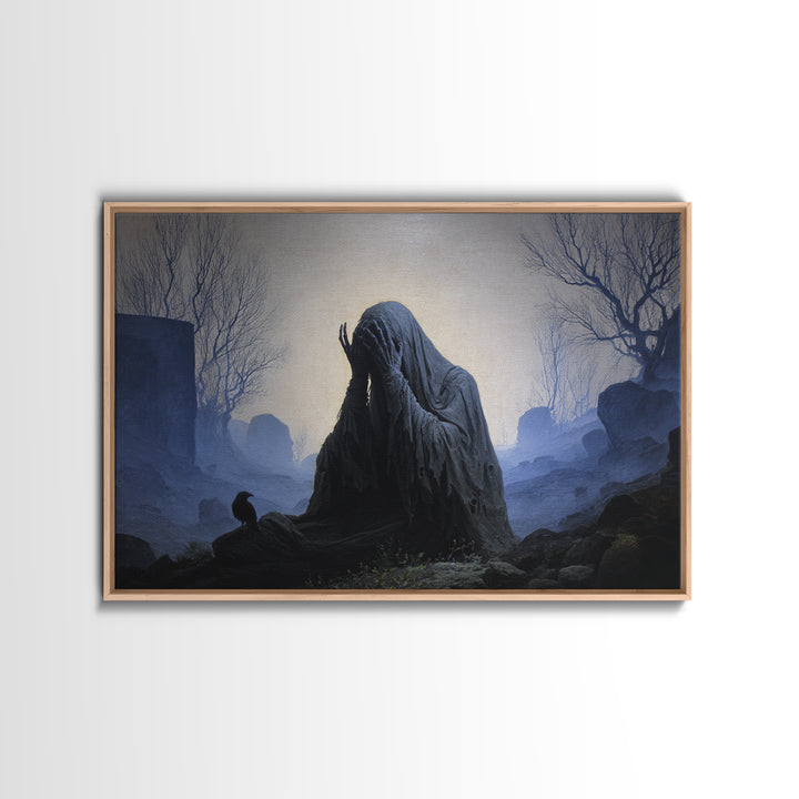 The Tattered Wraith, Romantic Gothic Landscape, Landscape Wall Art, Dark Halloween Decor, Framed Canvas Print, Halloween Wall Art