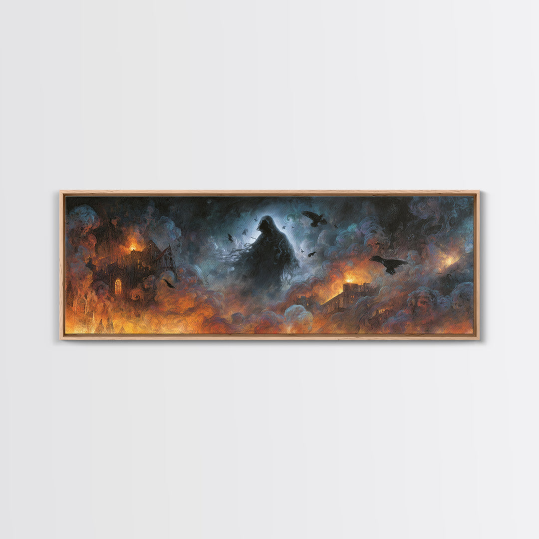 The Tattered Wraith, Apocalyptic Romantic Art, Extra Wide Wall Art, Gothic Horror Wall Art, Canvas Print, Halloween Wall Art