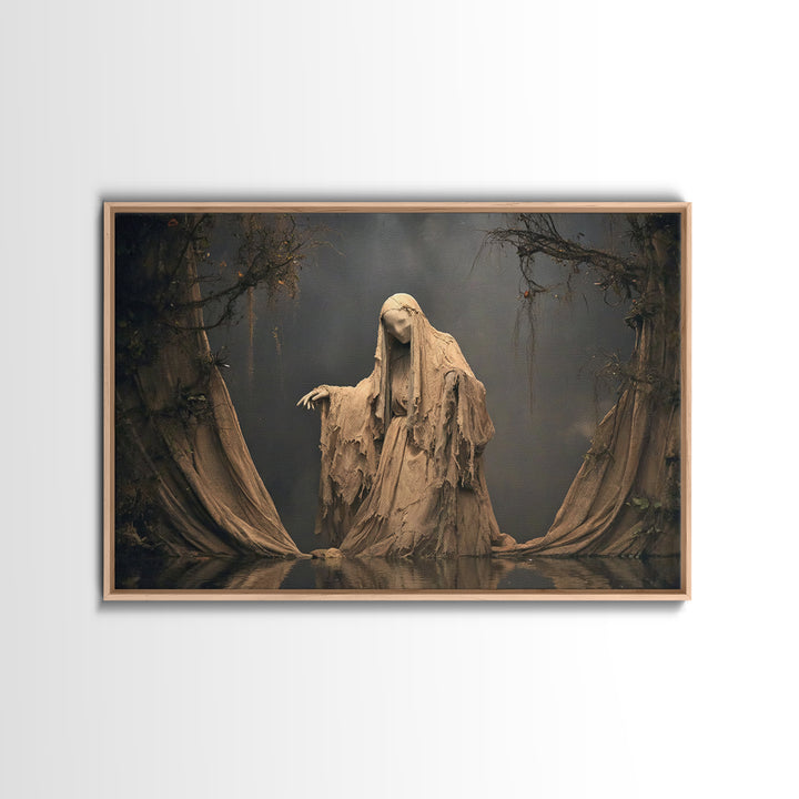 The Tattered Wraith, Symbolist Gothic Landscape, Landscape Wall Art, Dark Halloween Decor, Canvas Print, Halloween Wall Art