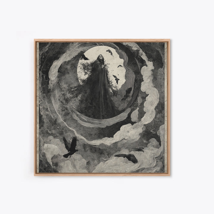 The Tattered Wraith, Dark Symbolist Art, Square Wall Art, Gothic Horror Wall Art, Framed Canvas Print, Halloween Wall Art
