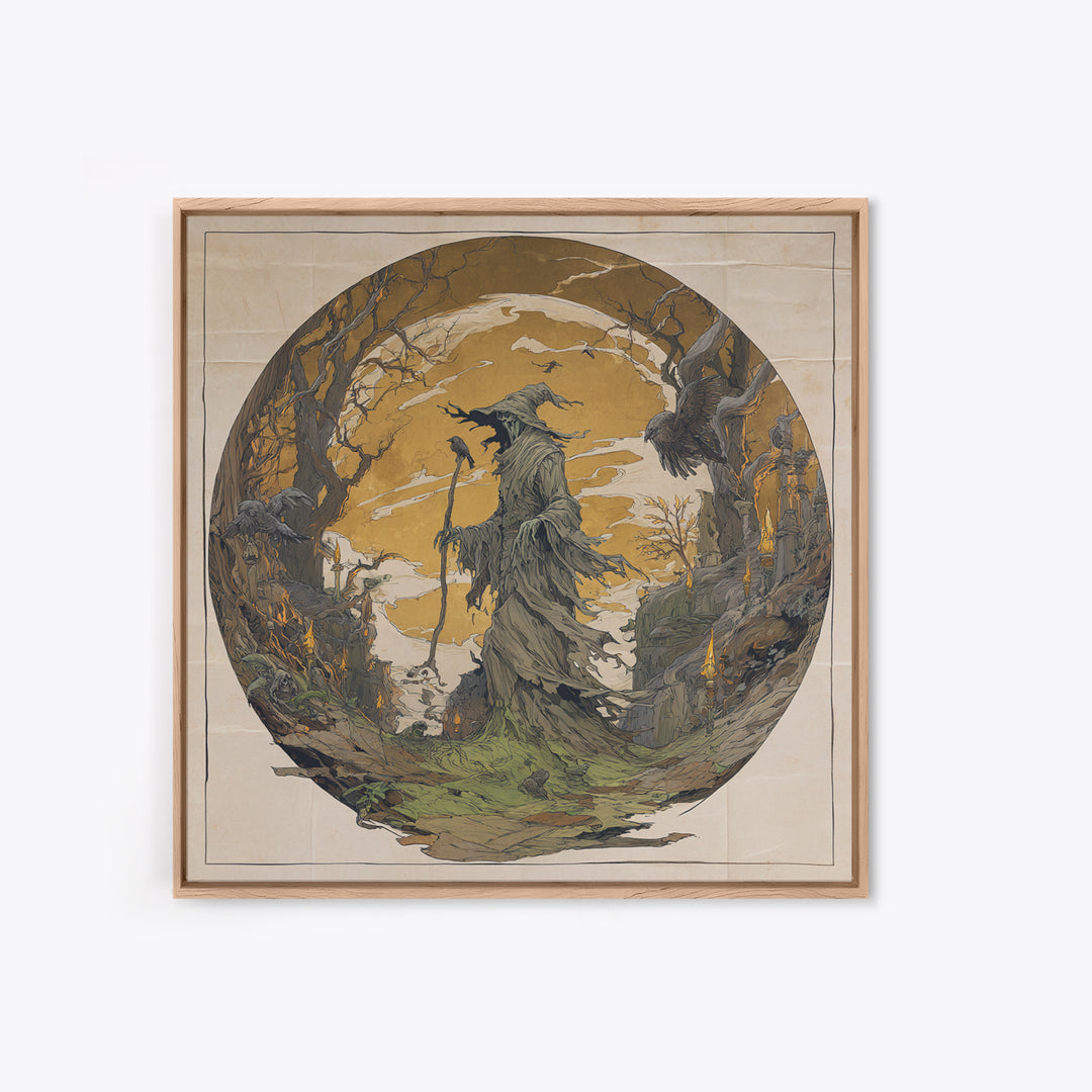 The Tattered Wraith, Gothic Storybook Art, Square Wall Art, Macabre Wall Art, Canvas Print, Halloween Wall Art, Statement Wall Art