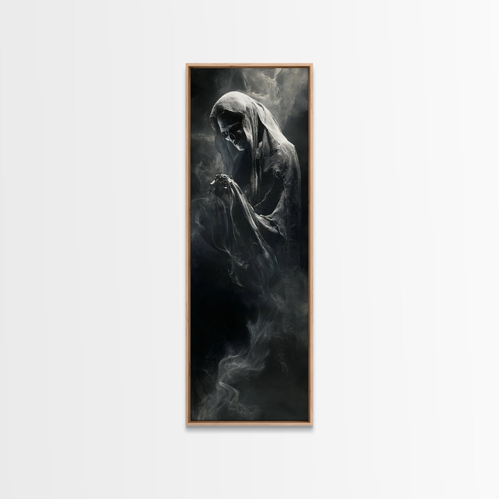 The Tattered Wraith, Biomechanical Horror Art, Tall Narrow Wall Art, Gothic Horror Wall Art, Framed Canvas Print, Halloween Wall Art
