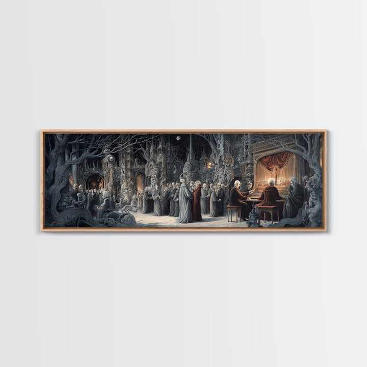 The Phantom Organist, Medieval Grotesque Art, Extra Wide Wall Art, Gothic Horror Wall Art, Canvas Print, Halloween Wall Art