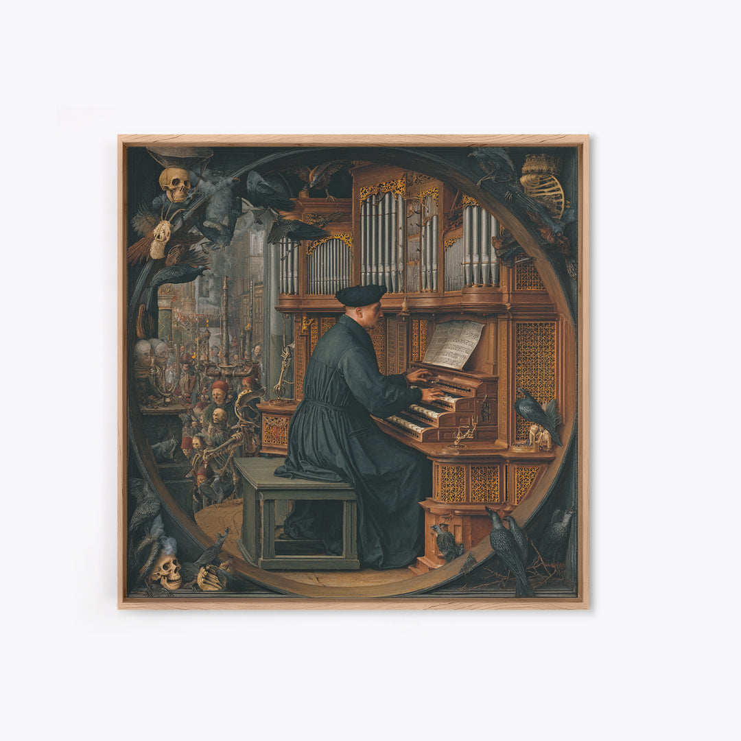 The Phantom Organist, Danse Macabre Art, Square Wall Art, Dark Halloween Decor, Canvas Print, Halloween Wall Art