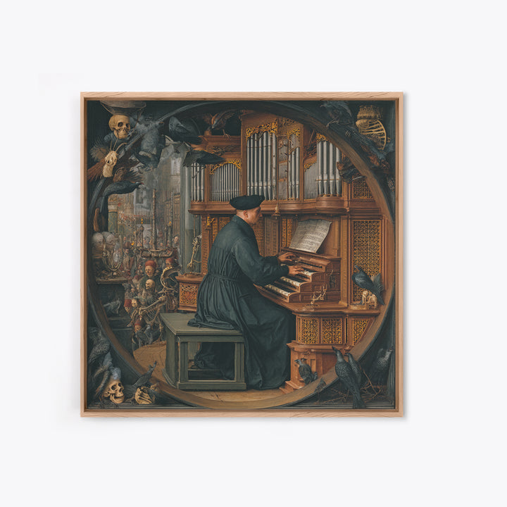 The Phantom Organist, Danse Macabre Art, Square Wall Art, Dark Halloween Decor, Canvas Print, Halloween Wall Art