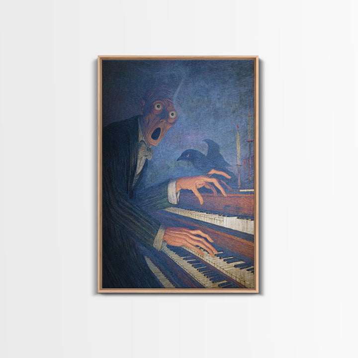 The Phantom Organist, Expressionist Gothic Art, Vertical Wall Art, Gothic Horror Wall Art, Framed Canvas Print, Halloween Wall Art