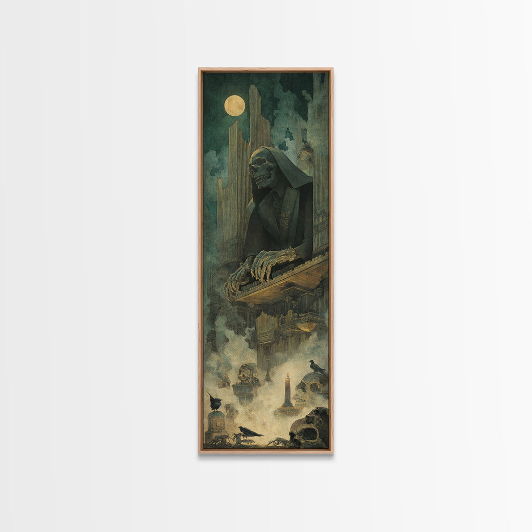 The Phantom Organist, Surreal Apocalyptic Art, Tall Narrow Wall Art, Gothic Horror Wall Art, Canvas Print, Halloween Wall Art