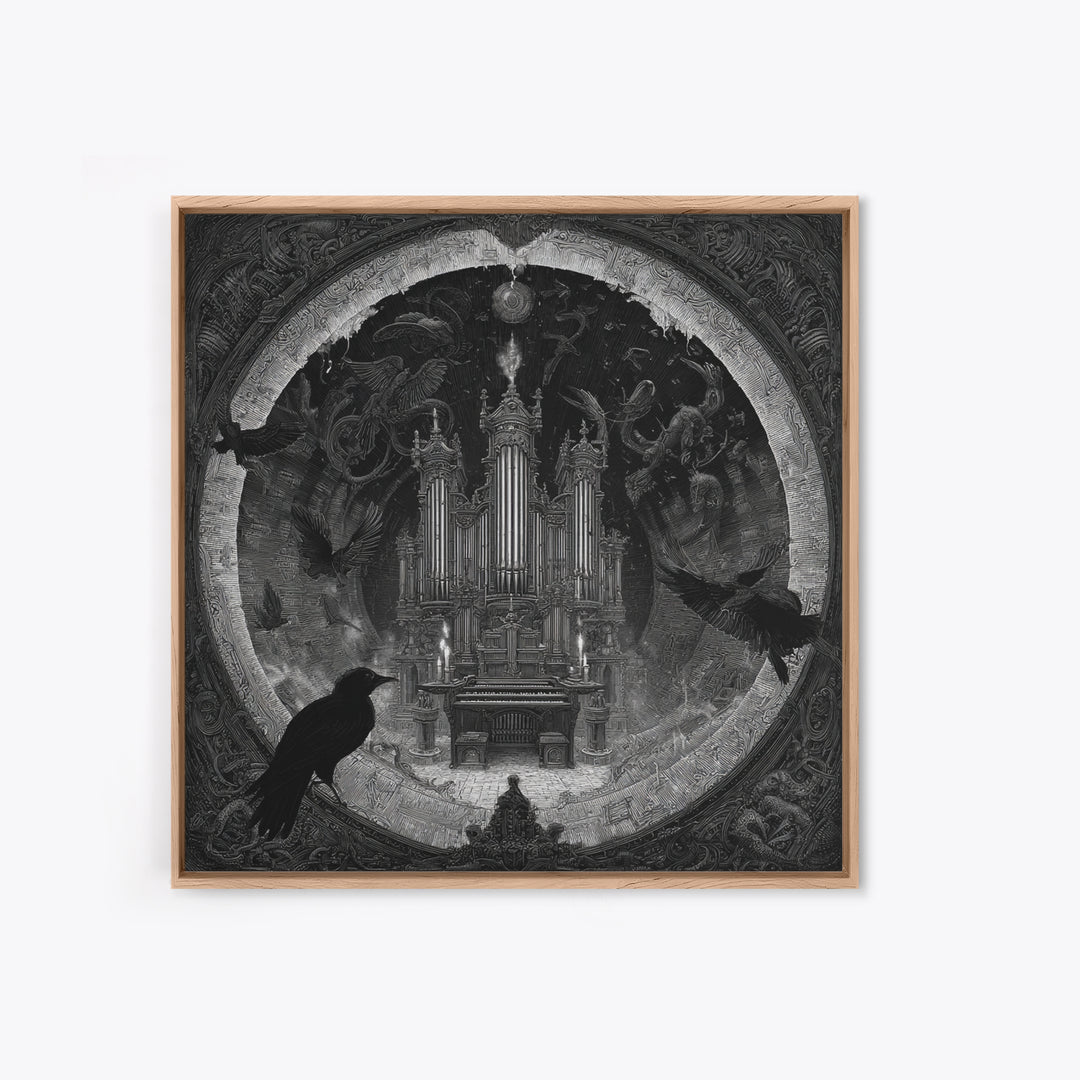 The Phantom Organist, Biomechanical Horror Art, Square Wall Art, Macabre Wall Art, Canvas Print, Halloween Wall Art, Gothic Home Decor