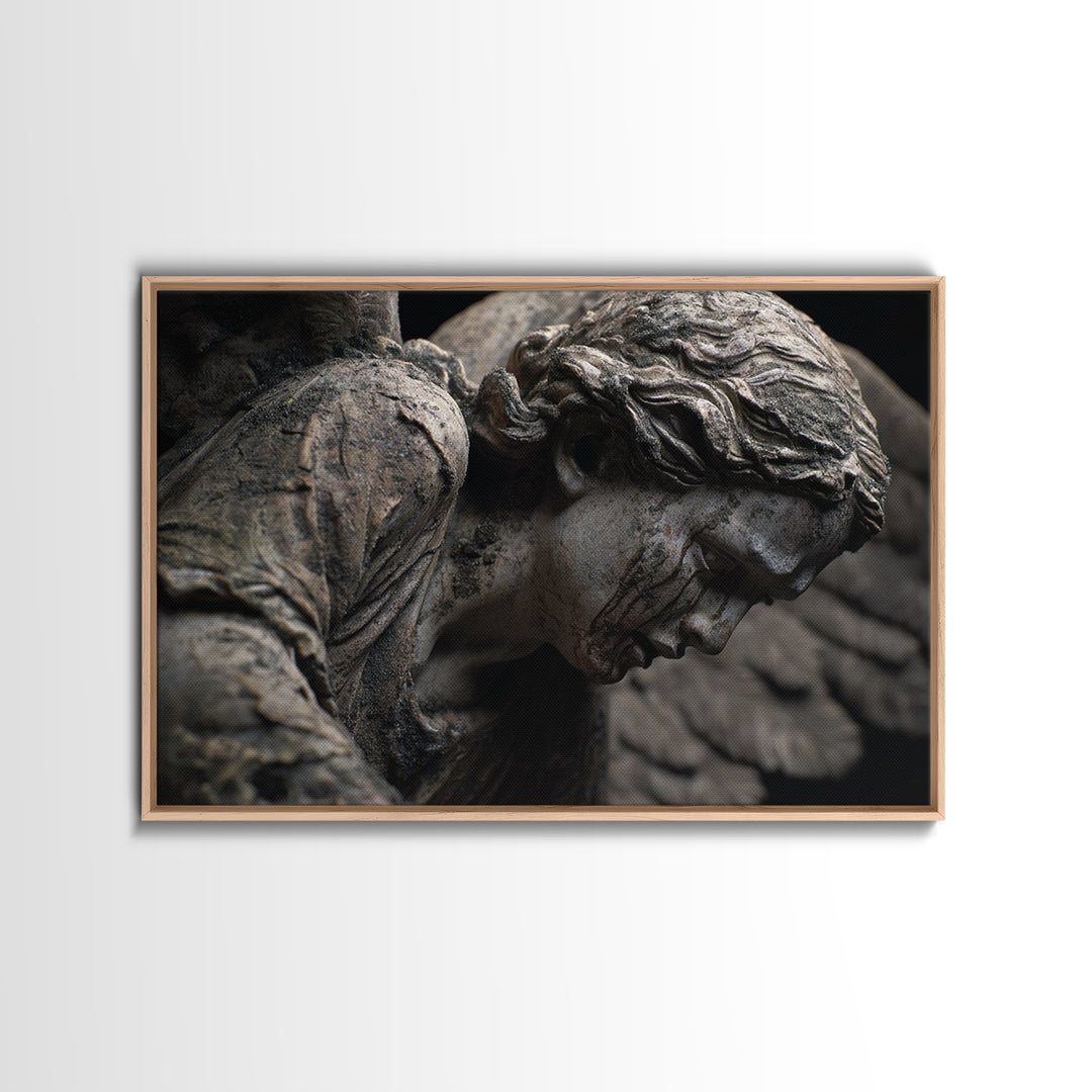 The Weeping Cemetery Angel, Dark Renaissance Art, Landscape Wall Art, Gothic Horror Wall Art, Canvas Print, Halloween Wall Art