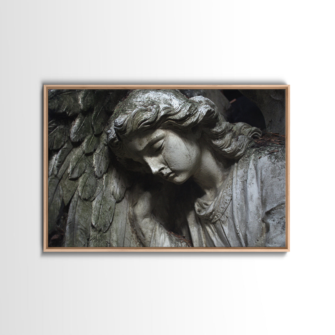 The Weeping Cemetery Angel, Gothic Nightmare Art, Landscape Wall Art, Dark Halloween Decor, Canvas Print, Halloween Wall Art